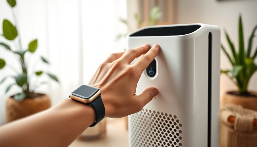 Hand interacting with air purifier during early Amazon Prime Day deals.