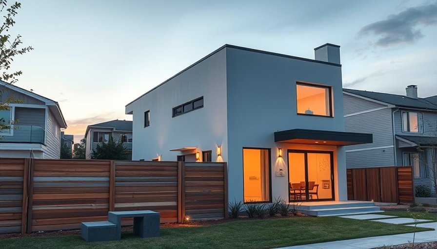 Modern Austin rental property with sleek design and evening lighting.