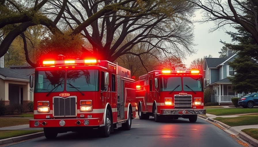 Emergency response to carbon dioxide incident in River Oaks with fire trucks