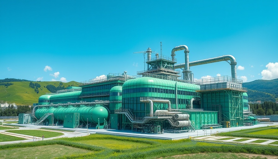 Futuristic green ammonia facility illustrating market growth.