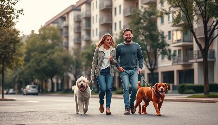 People enjoying pet-friendly rentals walk dogs in Austin neighborhood.