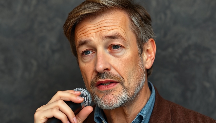 Middle-aged man discussing harmful skincare products for mature skin.