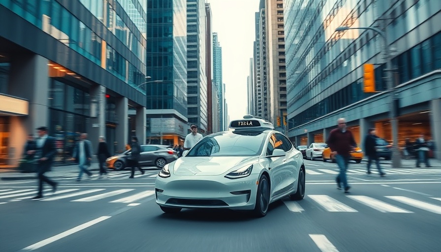 Tesla robotaxi navigating urban street highlighting safety issues.