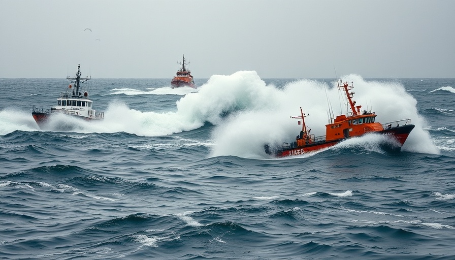 U.S. Coast Guard vessels navigating powerful waves during elite surfmen training.