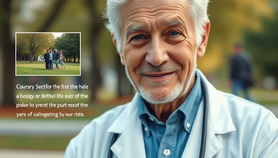 Wise elderly doctor offering healthy aging tips with a backdrop.
