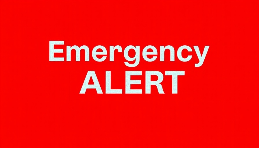 Texas disaster warning systems emergency alert screen with red background.