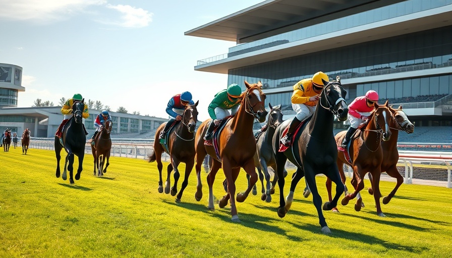 Sam Houston Race Park horse racing with jockeys competing during a vibrant day.