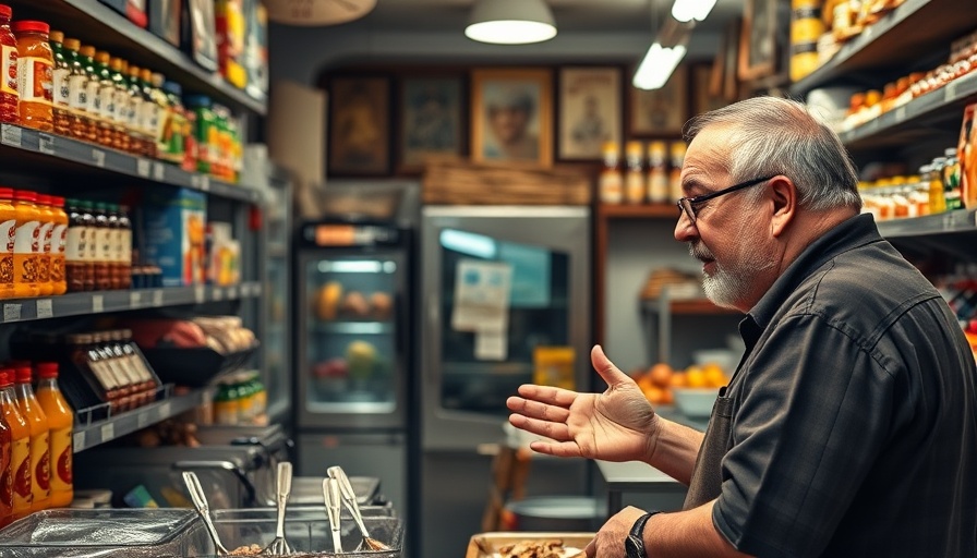 Davis Barbecue Taylor scene with a man preparing food in a shop.