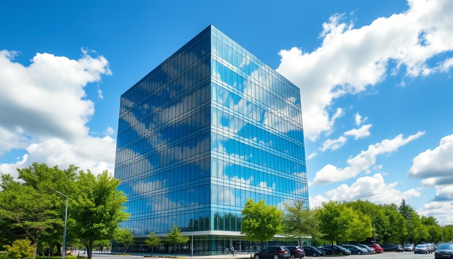 Modern glass office building in San Antonio health care real estate.