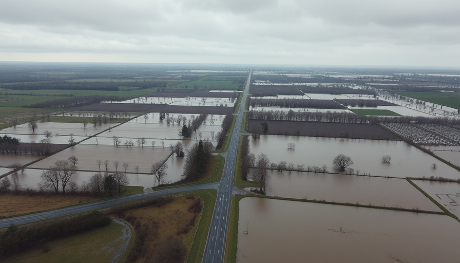Texas flooding aftermath July Fourth weekend shows flooded roads and fields.
