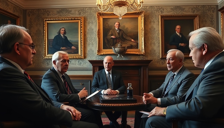 Leaders in discussion on Gaza in a formal meeting room.