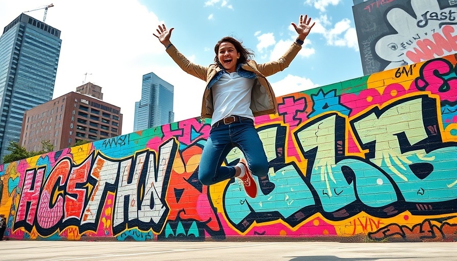 Things to do on 713 day in Houston: colorful mural and energetic jump.