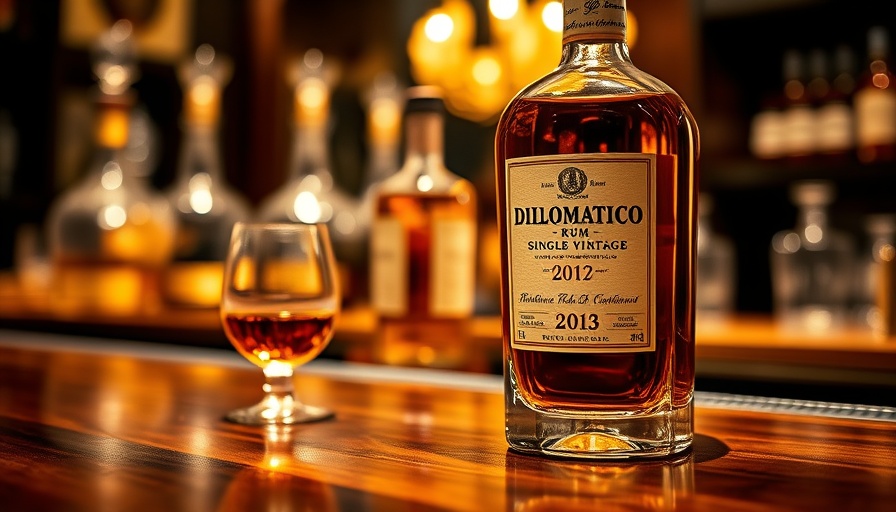 Diplomático Rum Single Vintage 2013 bottle on bar.