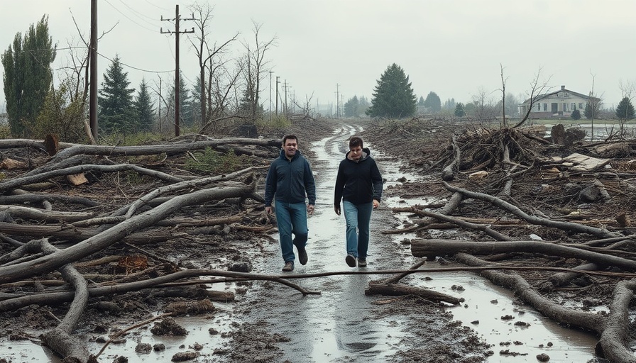 Kerr County flood aftermath with debris and tree damage