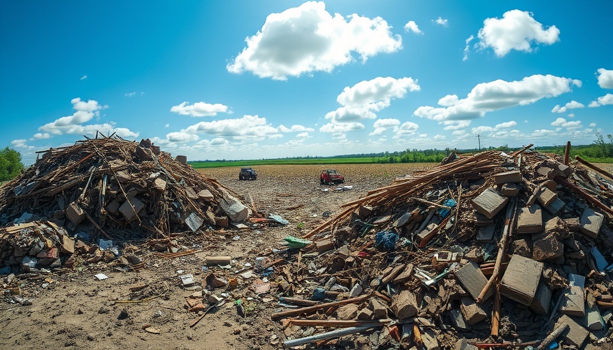 Kerrville flood survival story debris pile in rural area.