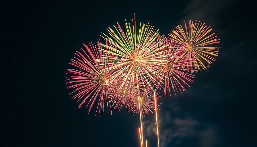 Colorful fireworks display lighting up the night sky.