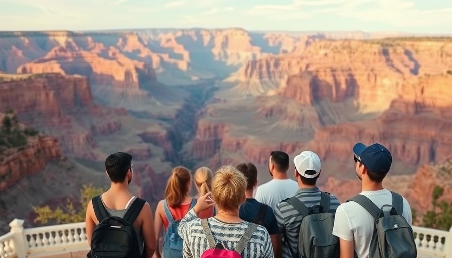 Tourists at Grand Canyon viewing point highlighting national parks fee increase foreign tourists.