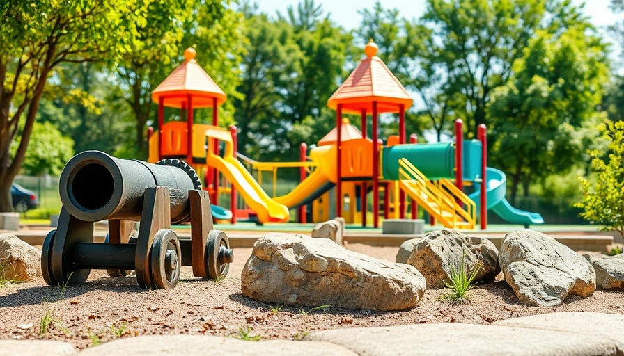 Metz Neighborhood Park playscape with vibrant play structures on a sunny day.