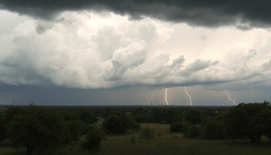 Texas storm landscape with ominous clouds.