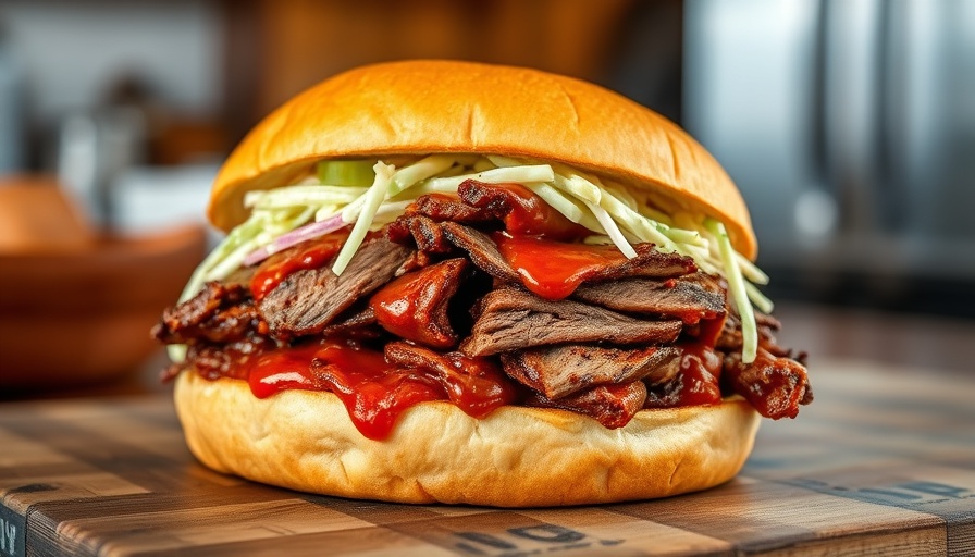 Dallas cuisine BBQ brisket sandwich close-up
