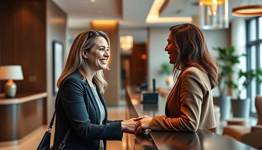 Solo traveler checking into hotel in Houston, engaging at front desk.