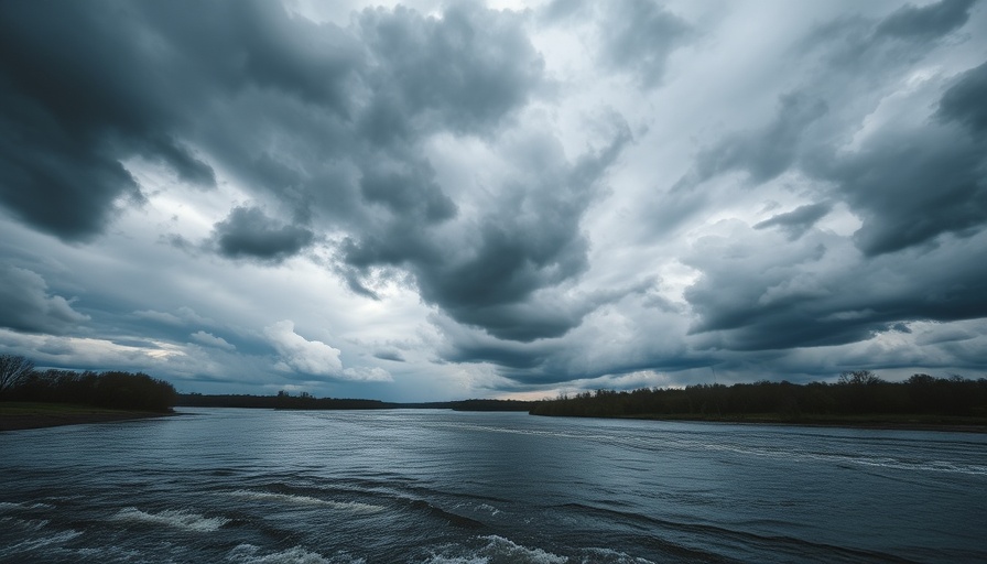 Cloudy river landscape illustrating challenges in flood forecasting in Central Texas.