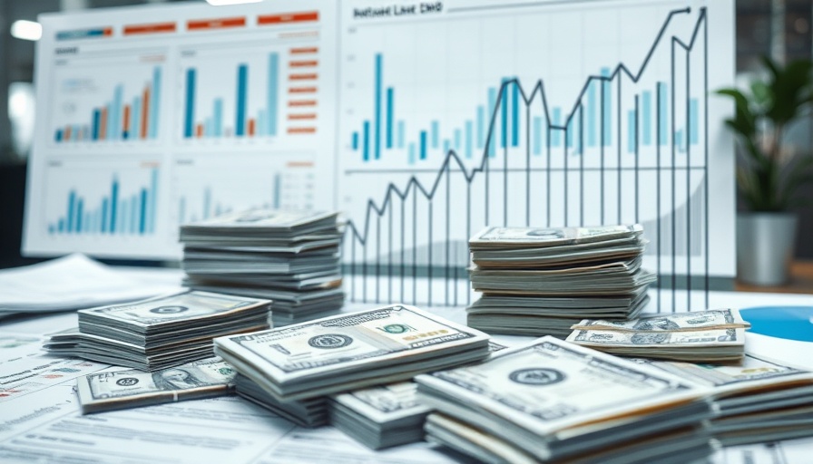 Graph and currency depicting National Weather Service funding trends.