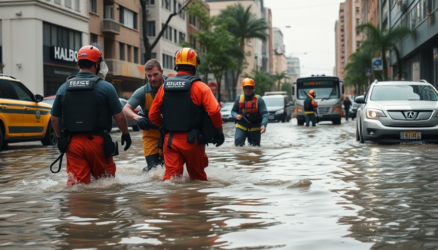Emergency response efforts in flood-affected area.