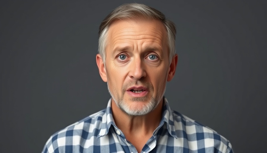 Middle-aged man discussing mental wellness for seniors, direct gaze.
