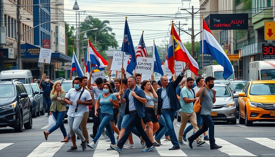 Protestors crossing street in San Antonio, captured in local news.