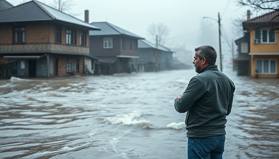 Texas flood survivor story: Man surveys flood damage.
