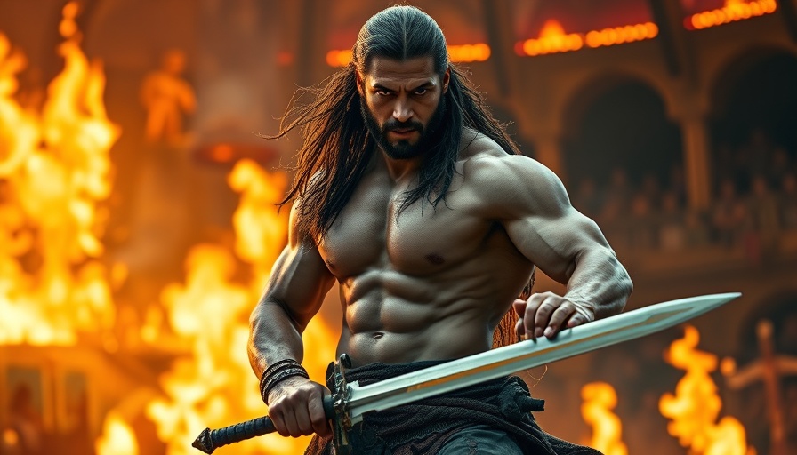 Drew McIntyre insights sword, wrestling, flames backdrop