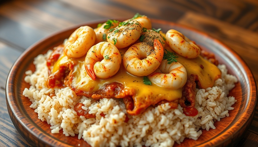 Authentic Mexican dish in Dallas with shrimp and cheese.
