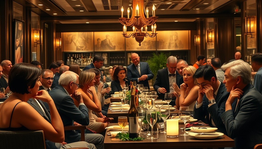 Elegant supper club dining scene, vibrant atmosphere.