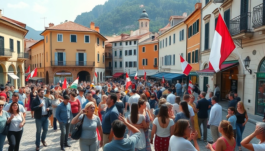 Montenegro Statehood Day celebration in a town square.