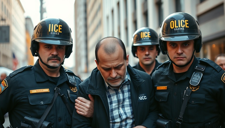 ICE officers detaining an individual outdoors, reflecting enforcement actions.