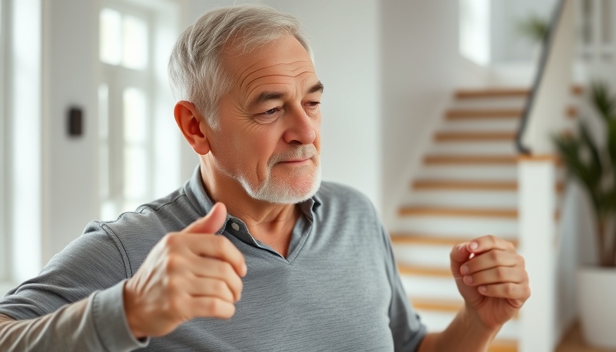 Elderly man performing hip exercises to improve sleep quality.