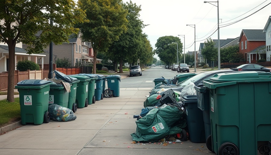Overflowing recycling bins on a Houston street highlight crisis.