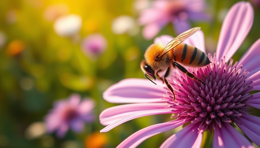 A bee on a vibrant purple flower epitomizes the Summer of Simplicity.