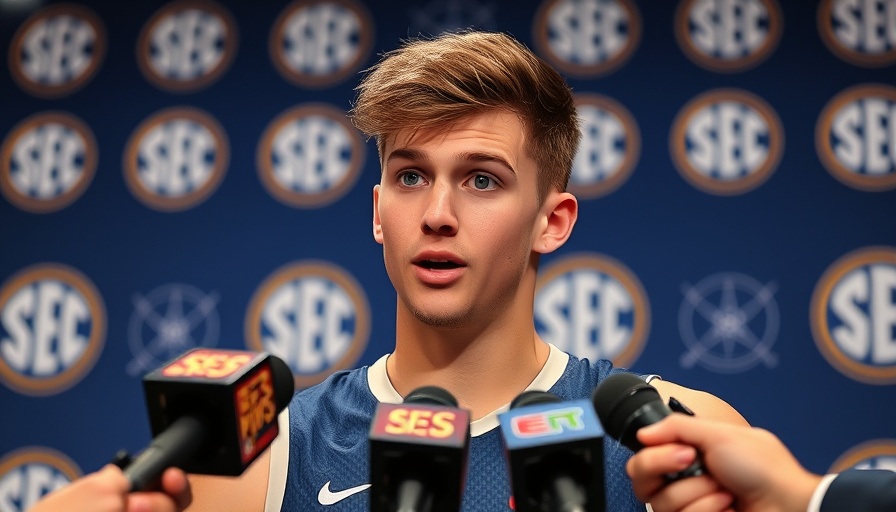 Young athlete addresses media at SEC press conference.