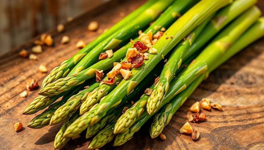 Healthy summer recipe with asparagus and nuts.