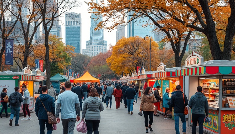 Dallas Texas local events in urban park setting, vibrant booths.