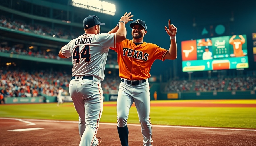 Baseball players in Texas uniforms during a game. Jake Burger injury news.