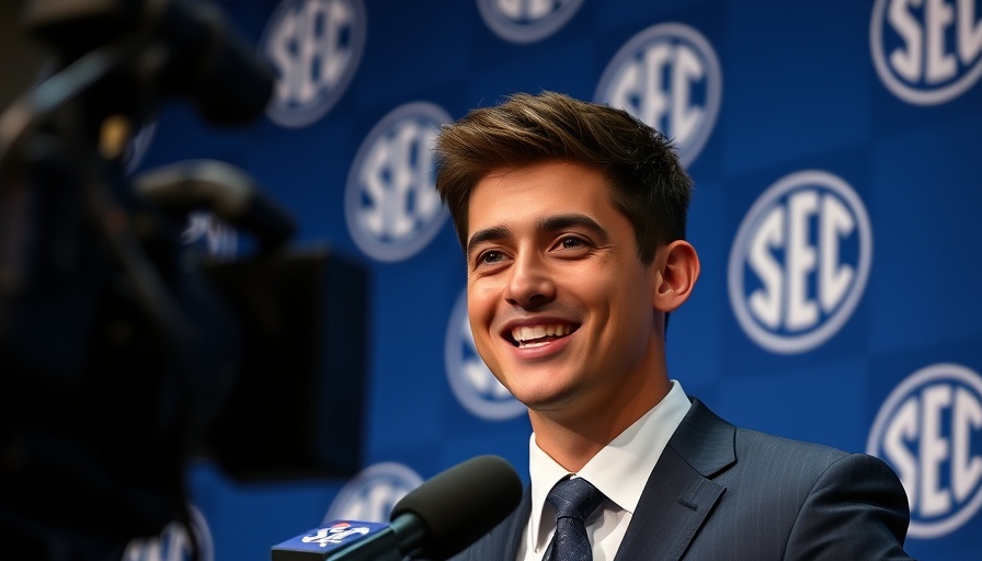 John Mateer smiling at press conference, Oklahoma Football event.