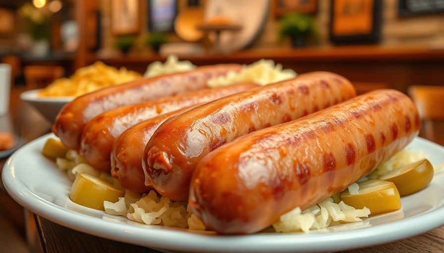 Kuby's Sausage House meal with sausages and sides.