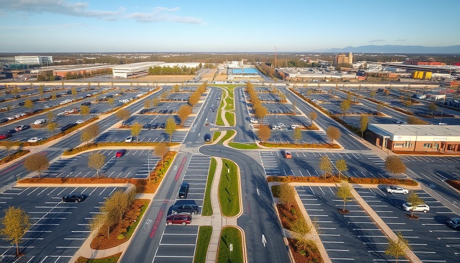 Caliber Collision Flower Mound parking plan illustration.