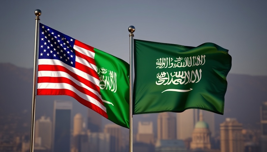 Symbolic US-Saudi relations with intertwined flags