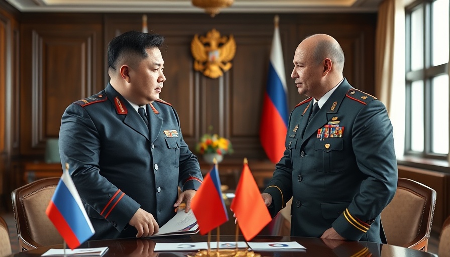 North Korean and Russian military officials in discussion.