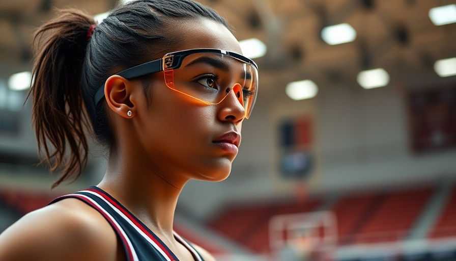 Focused female basketball player in indoor arena, vibrant scene.