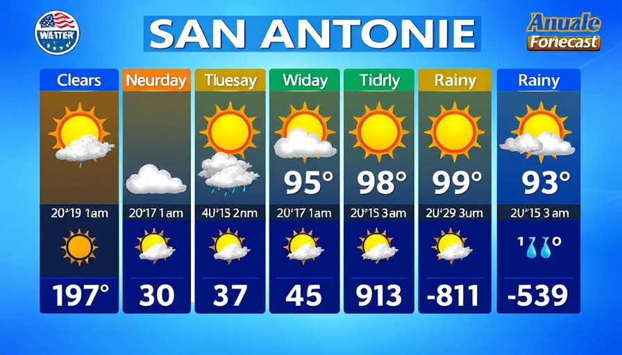 San Antonio weather updates for the week with forecast icons.